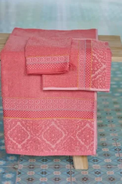 Pip Studio Badhanddoek Set/3 Soft Zellige 55X100 Cm Koraal Outlet