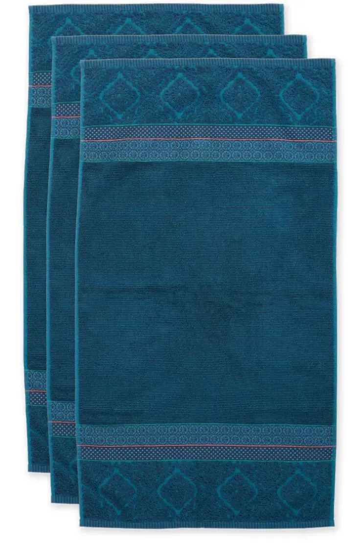Pip Studio Badhanddoek Set/3 Soft Zellige Donker 55X100 Cm Blauw Sale