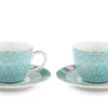 Pip Studio Blushing Birds Set/2 Espresso Kop & Schotel Blauw