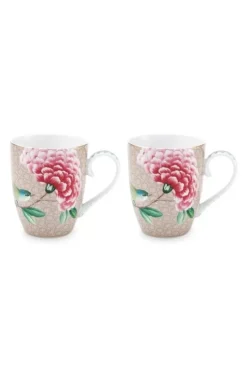 Pip Studio Blushing Birds Set/2 Mokken Groot Khaki Clearance