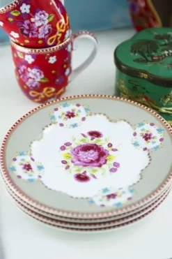 Pip Studio Floral Gebaksbord 17 Cm Khaki