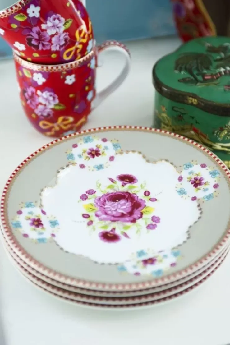 Pip Studio Floral Gebaksbord 17 Cm Khaki