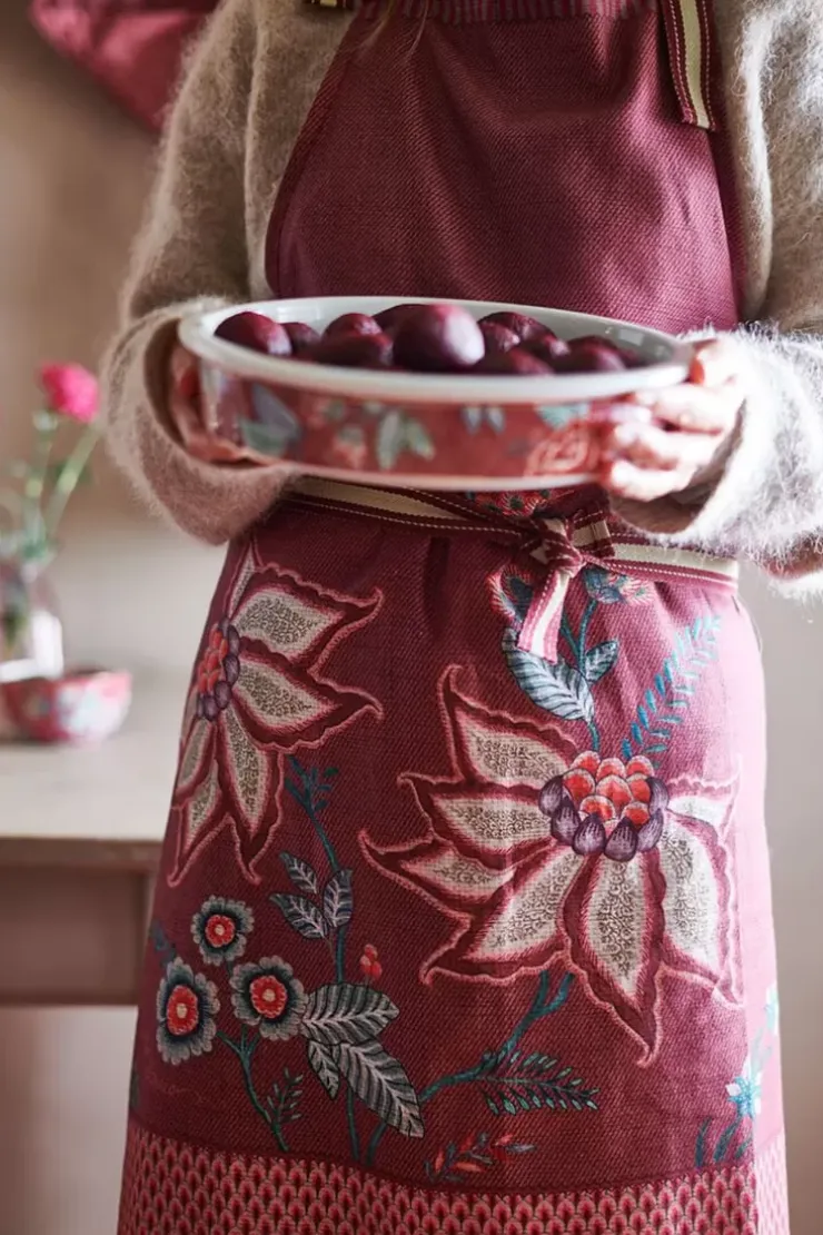 Pip Studio Flower Festival Apron Dark Pink Roze Online