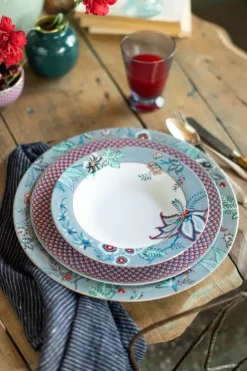 Pip Studio Flower Festival Diep Bord Licht 21.5 Cm Blauw