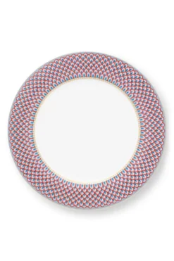 Pip Studio Flower Festival Dinerbord Rood/Lichtblauw 26.5 Cm Multi New