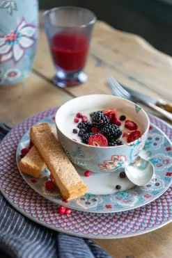 Pip Studio Flower Festival Dinerbord Rood/Lichtblauw 26.5 Cm Multi New