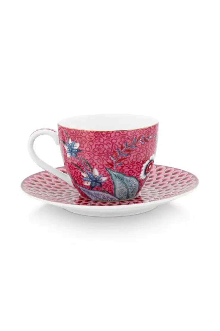 Pip Studio Flower Festival Espresso Kop & Schotel Donker Roze Online