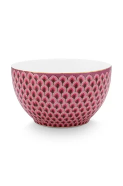 Pip Studio Flower Festival Kom Rood/Donker 9.5 Cm Roze