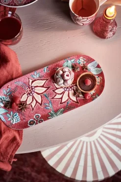 Pip Studio Flower Festival Rechthoekig Taartplateau Donker Roze Online