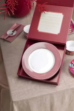 Pip Studio Flower Festival Set/4 Dinerborden Donker 26.5Cm Roze Sale