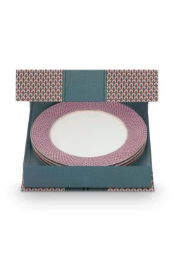 Pip Studio Flower Festival Set/4 Dinerborden Rood/Licht 26.5Cm Blauw