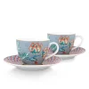 Pip Studio Flower Festival Set/2 Espresso Kop & Schotel Licht Blauw Outlet