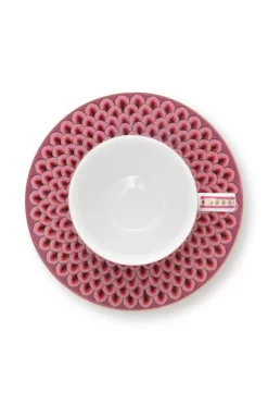 Pip Studio Flower Festival Set/2 Espresso Kop & Schotel Donker Roze