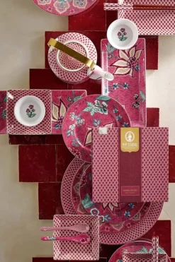 Pip Studio Flower Festival Set/4 Gebaksborden Donker 17Cm Roze Outlet