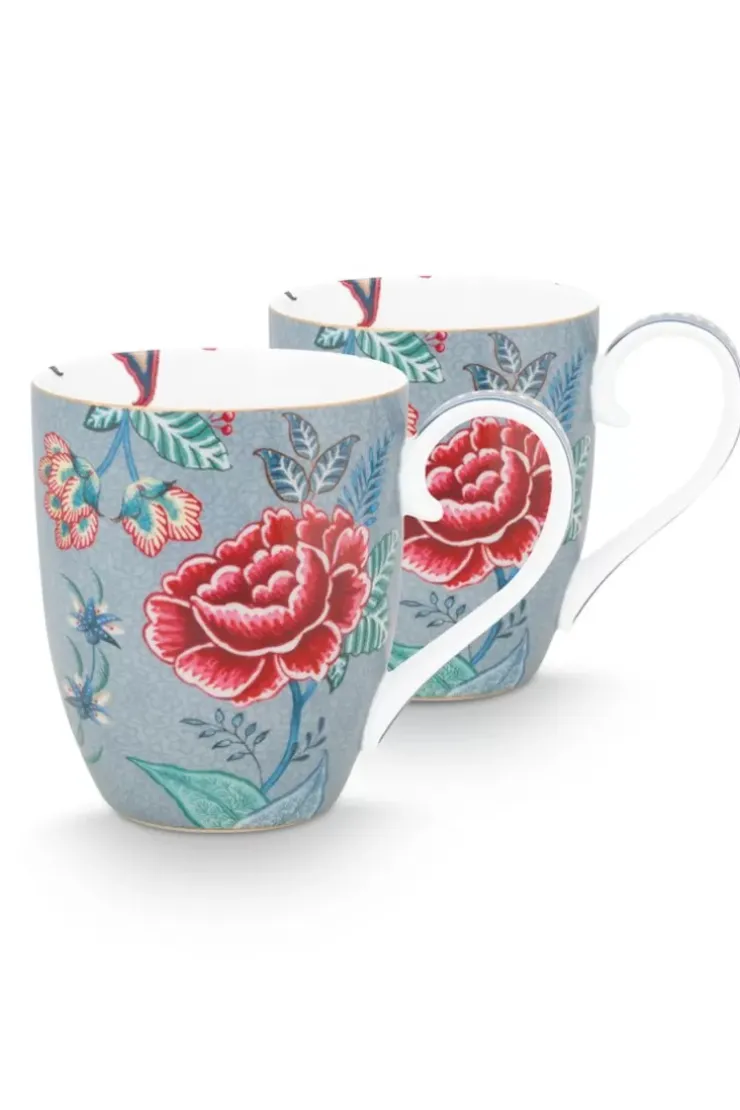 Pip Studio Flower Festival Set/2 Mokken Xl Licht Blauw Hot