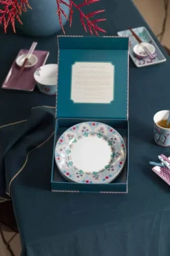 Pip Studio Flower Festival Set/4 Ontbijtborden Licht 21Cm Blauw Online