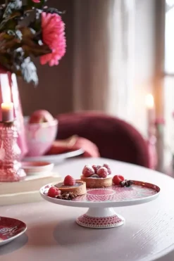 Pip Studio Flower Festival Taartplateau Klein Donker Roze Hot
