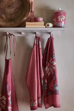 Pip Studio Flower Festival Tea Towel Dark Pink Roze Online