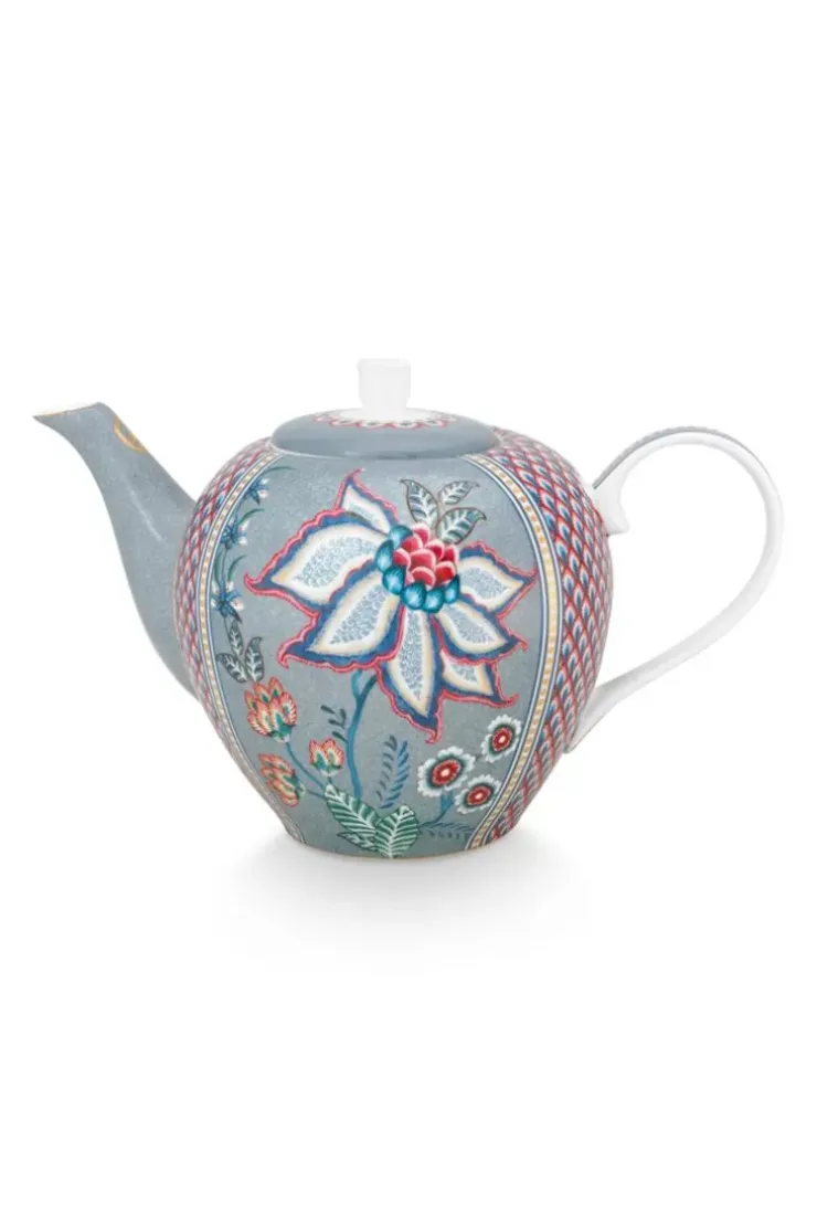 Pip Studio Flower Festival Theepot Groot Licht Blauw Best