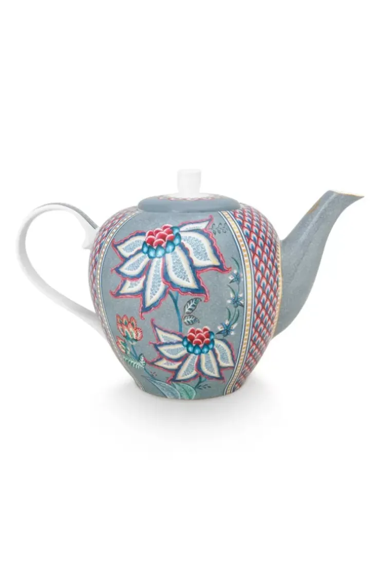Pip Studio Flower Festival Theepot Groot Licht Blauw Best