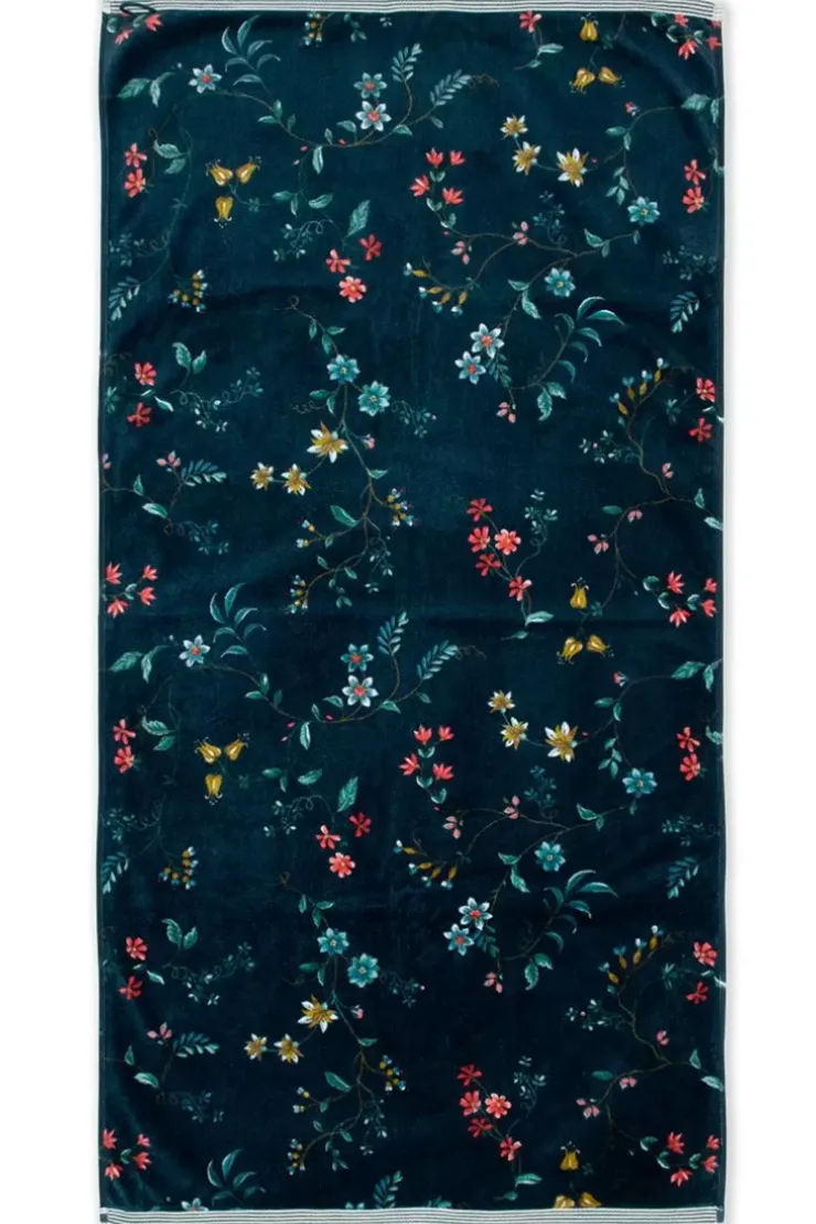 Pip Studio Grote Handdoek Les Fleurs Donker 70X140 Cm Blauw Sale