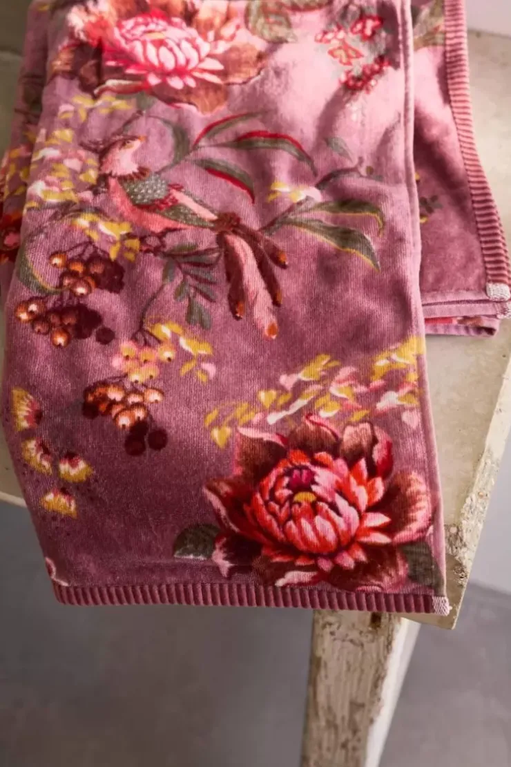 Pip Studio Grote Handdoek Secret Garden Mauve 70X140Cm Paars Hot