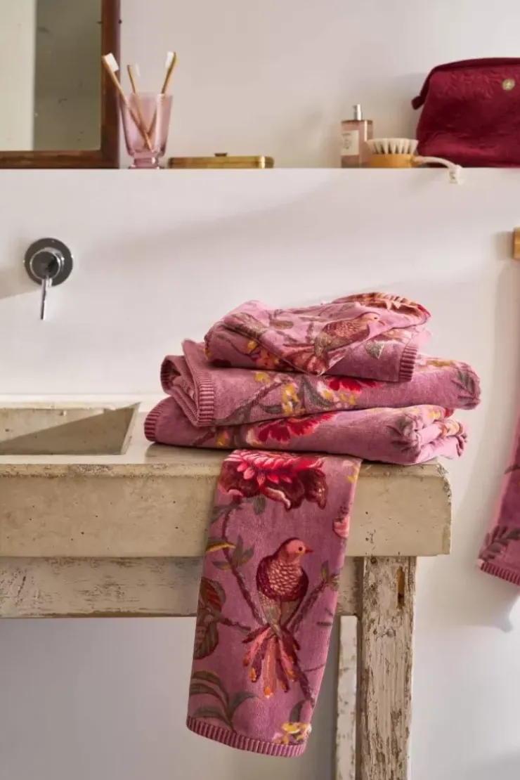 Pip Studio Grote Handdoek Secret Garden Mauve 70X140Cm Paars Hot