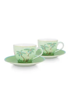 Pip Studio Jolie Set/2 Espresso Kop & Schotel Groen Clearance