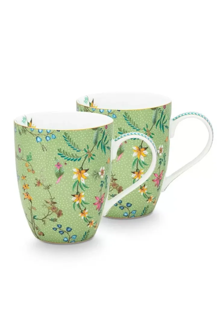 Pip Studio Jolie Set/2 Mokken Groot Bloemen Groen