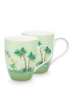 Pip Studio Jolie Set/2 Mokken Groot Gouden Stippen Groen