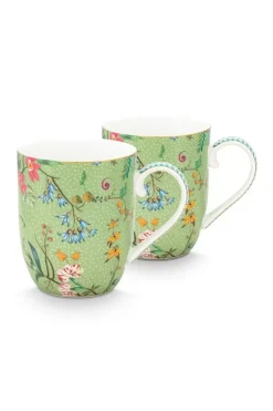 Pip Studio Jolie Set/2 Mokken Klein Bloemen Groen Outlet