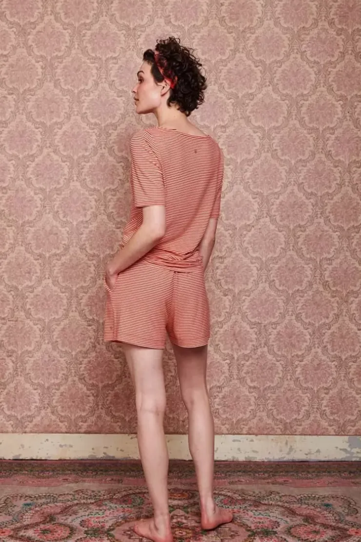 Pip Studio Korte Broek Little Sumo Stripe Koraal Rood Clearance