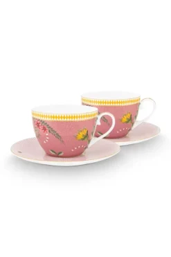 Pip Studio La Majorelle Set/2 Cappuccino Kop & Schotel Roze Online