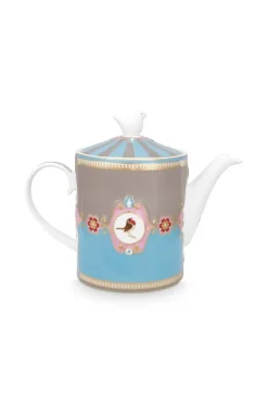 Pip Studio Love Birds Theepot Medium Blauw/Khaki Multi Discount