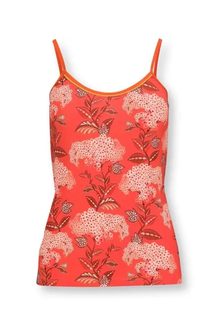 Pip Studio Mouwloze Top Flora Firenze Koraal Rood Hot