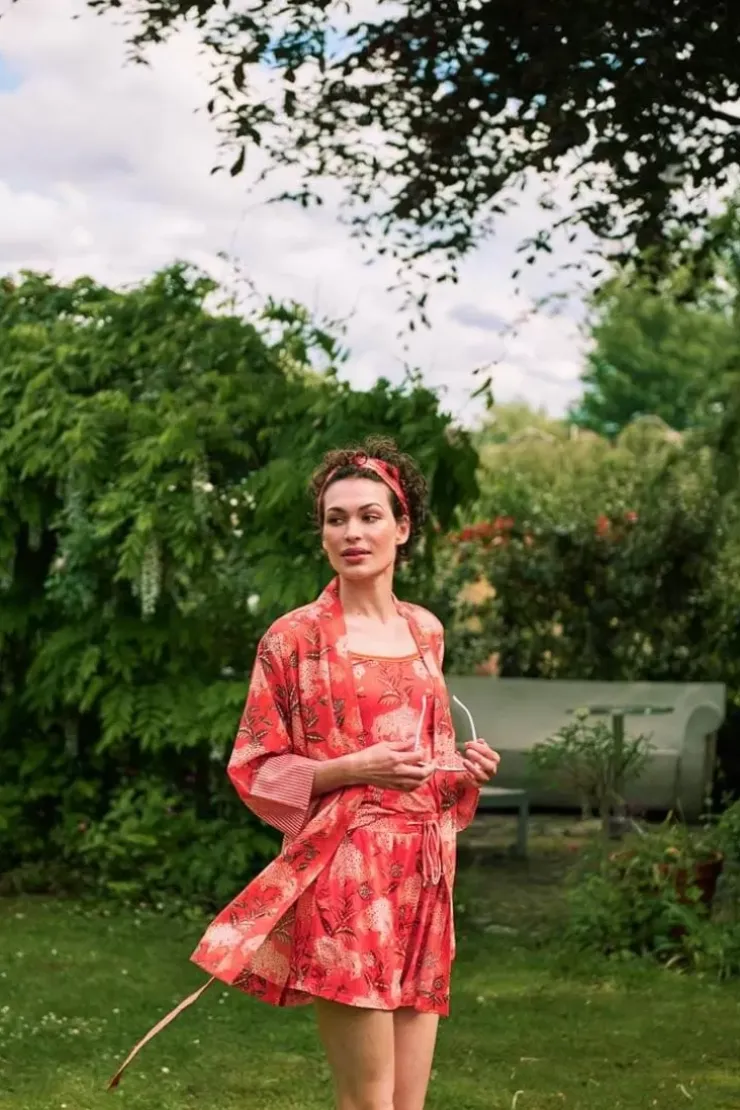 Pip Studio Mouwloze Top Flora Firenze Koraal Rood Hot