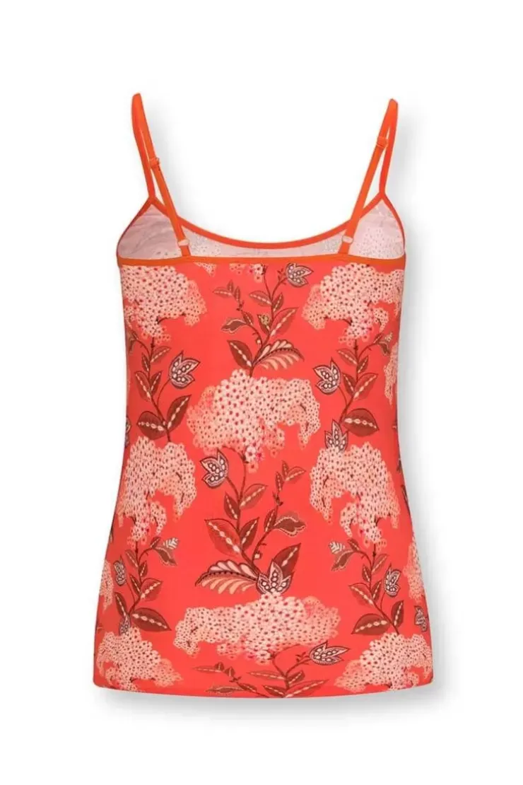 Pip Studio Mouwloze Top Flora Firenze Koraal Rood Hot