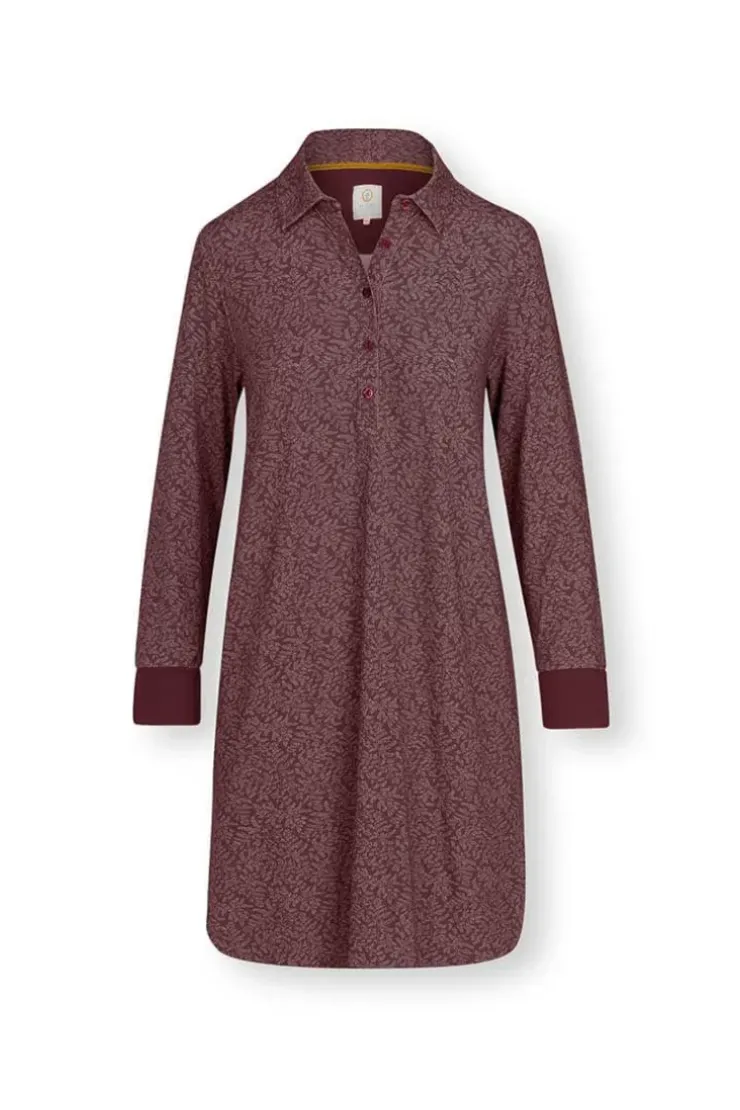 Pip Studio Nachthemd Lange Mouw Leafy Dots Terra Rood Sale