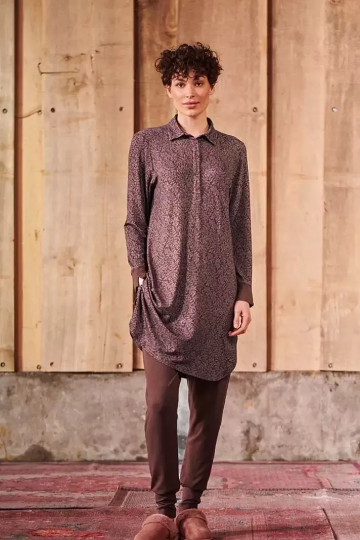 Pip Studio Nachthemd Lange Mouw Leafy Dots Terra Rood Sale