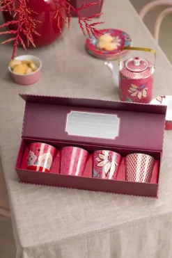 Pip Studio Oriental Flower Festival Set/4 Mokken Donker Roze Discount