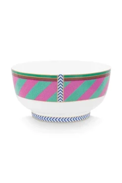 Pip Studio Pip Chique Stripes Kom Roze/Groen 15.5Cm Clearance