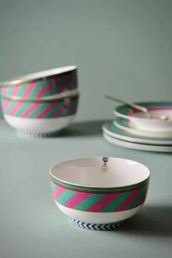 Pip Studio Pip Chique Stripes Kom Roze/Groen 15.5Cm Clearance