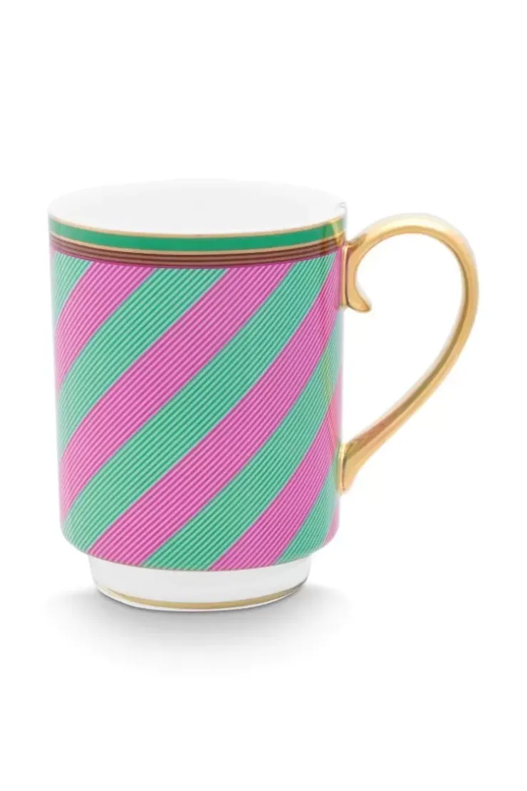 Pip Studio Pip Chique Stripes Mok Groot Roze/Groen 350Ml Outlet
