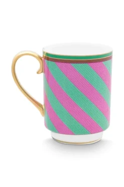 Pip Studio Pip Chique Stripes Mok Groot Roze/Groen 350Ml Outlet