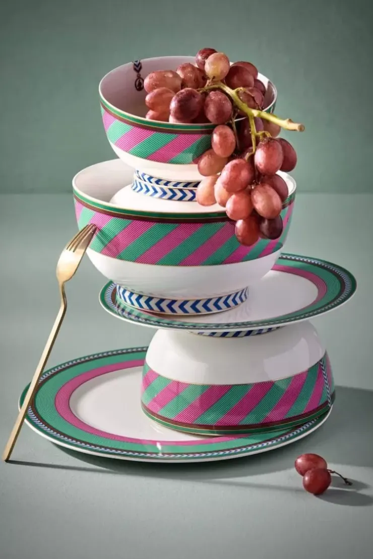 Pip Studio Pip Chique Stripes Ontbijtbord Roze/Groen 23Cm Online