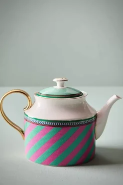 Pip Studio Pip Chique Stripes Theepot Groot Roze/Groen New