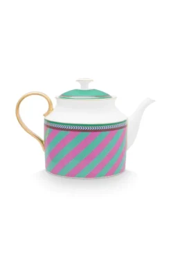Pip Studio Pip Chique Stripes Theepot Groot Roze/Groen New