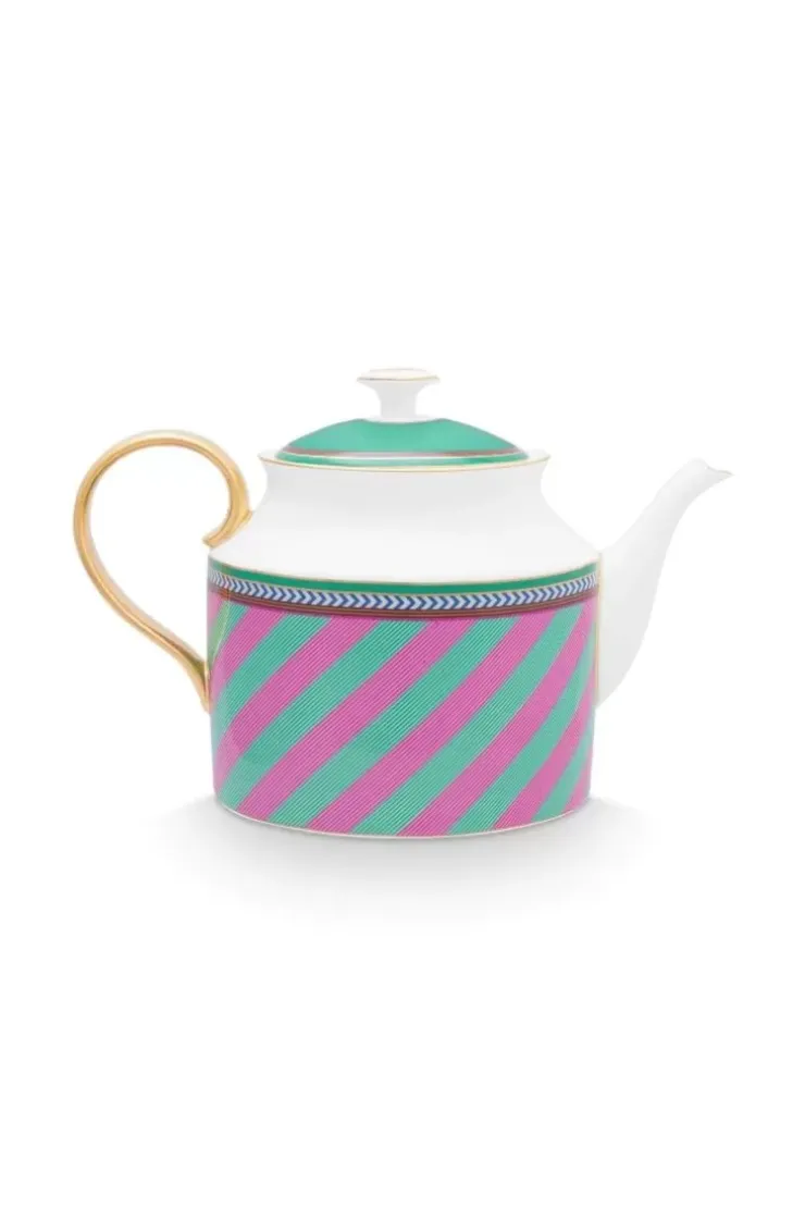 Pip Studio Pip Chique Stripes Theepot Groot Roze/Groen New