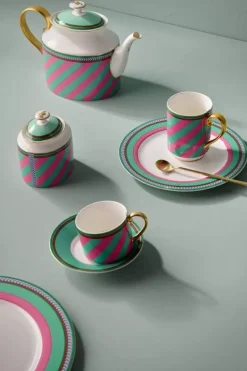 Pip Studio Pip Chique Stripes Theepot Groot Roze/Groen New