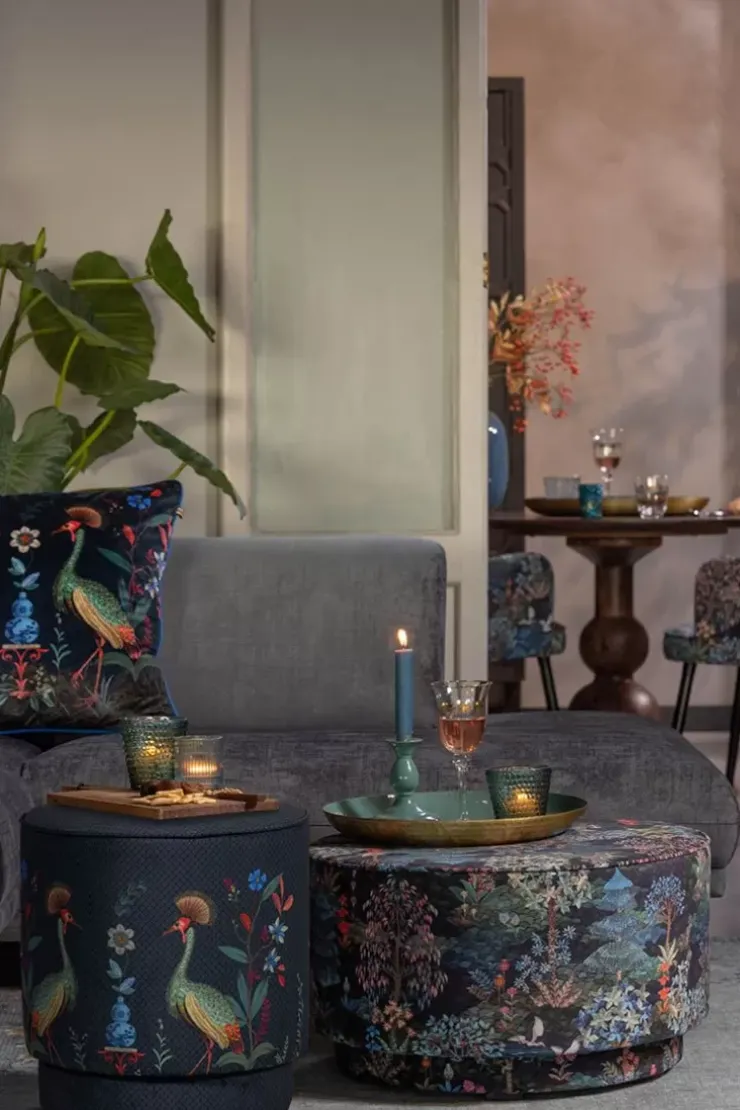 Pip Studio Poef Medium Flirting Birds Blauw Online